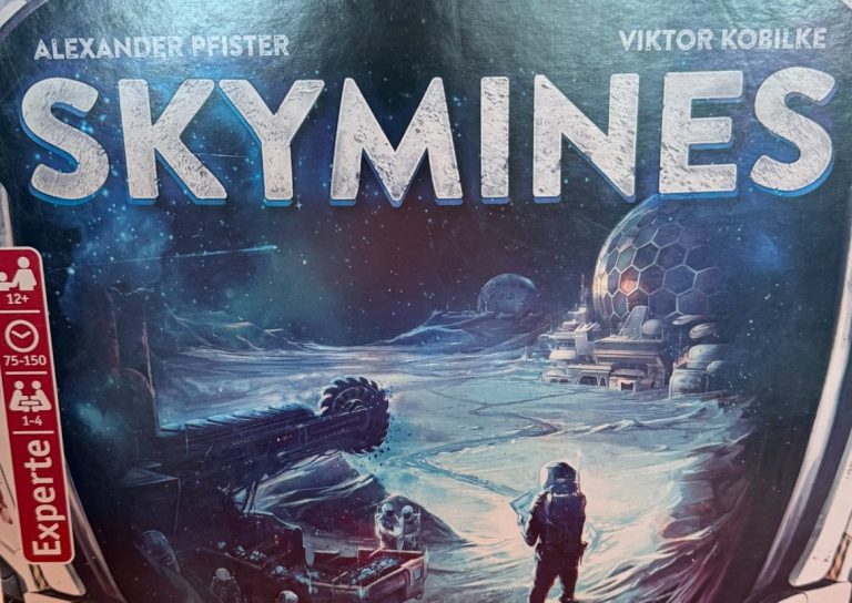 Cover des Spiels "Skymine" mit einem Astronauten vor einer futuristischen Landschaft.