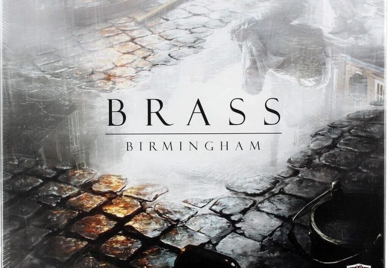 Spielcover von "Brass: Birmingham" mit einem industriellen, dampfenden Hintergrund.