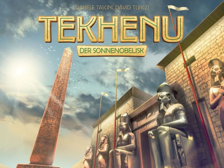 Titel "Tekhenu: Der Sonnengöttlich" mit Ägyptischer Architektur und Statuen.