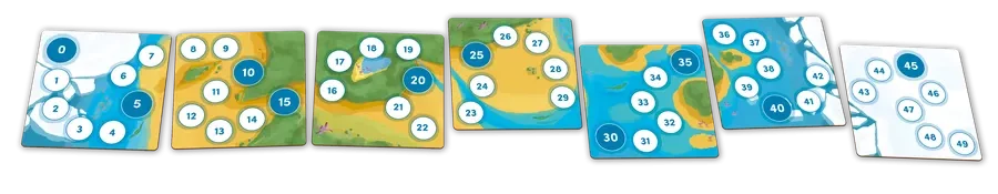 Verschiedene Geländestrukturen, Eis, Wasser, Dschungel, Wüste, Flüsse